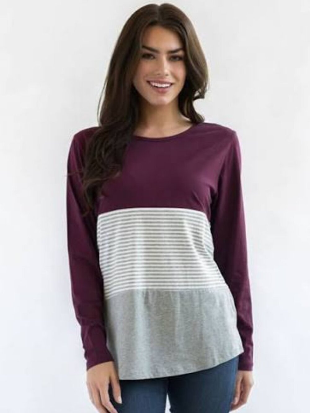 Nursing Queen Maroon Color Block Long Sleeve Tee